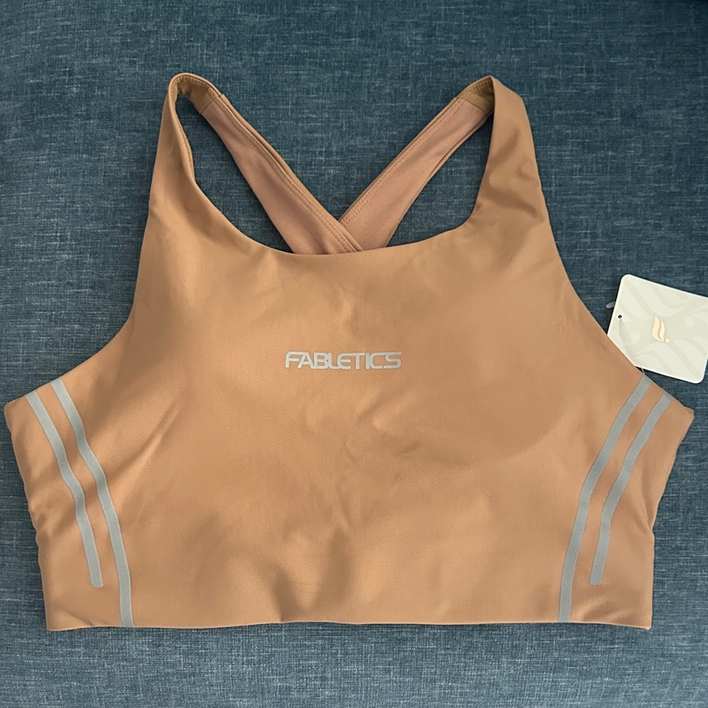 Fabletics Tan Cross-Back Sports Bra